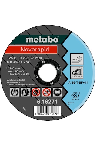 Metabo 616271000 Novorapid 125x1,0x22,23 İnox Kesme Diski 25 Adet