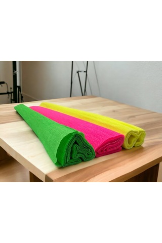 Roco Paper Neon Renkli Krapon Kağıtları - 3'lü Set 40gr 50x250cm