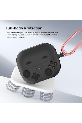 Samsung Galaxy Buds 3 / Galaxy Buds 3 Pro Uyumlu Silikon Kılıf Anahtarlıklı Kılıf Siyah