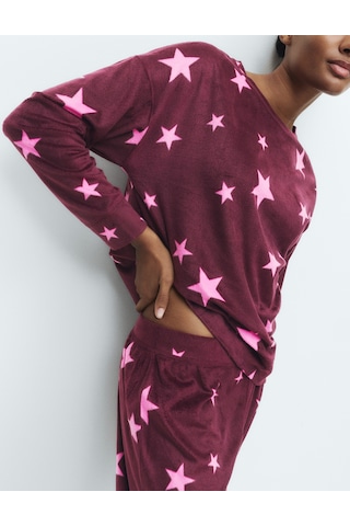 Marks & Spencer Polar Baskılı Pijama Takımı T37004626F Mor