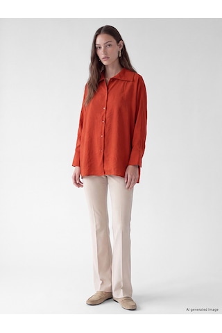 Lcw Modest Turuncu Modal Karışımlı Kadın Gömlek Tunik Xl-2xl