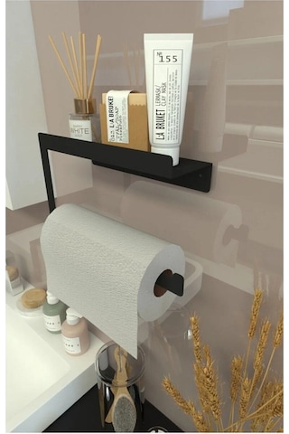 Rulo Kağıt Havluluk Peçetelik Banyo Ve Mutfak Düzenleyici Siyah Siyah Metal Diğer