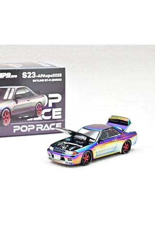 Pop Race 1/64 Nissan Skyline Gt-r Bnr32 Iridescent Chrome S23-apaxpo2025