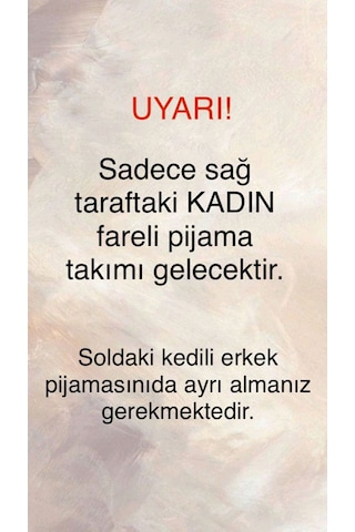 Mh Moony Homewears Kadın Tekli Farecik Pijama Çift Pijamasının Kadını Krem
