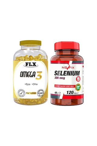 Flx Omega 3 Balık Yağı 90 Softgel & Nevfix Selenyum 200 Mcg 120