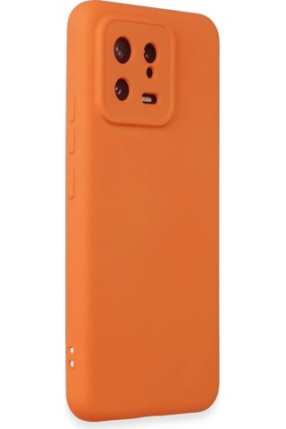 Xiaomi Mi 13 Kılıf Nano İçi Kadife Silikon - Turuncu Düz Renkli