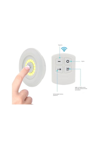 3&amp Apos Lü Uzaktan Kumandalı Pilli Yapışkanlı Kablosuz Led Spot Lambalar Çok Renkli