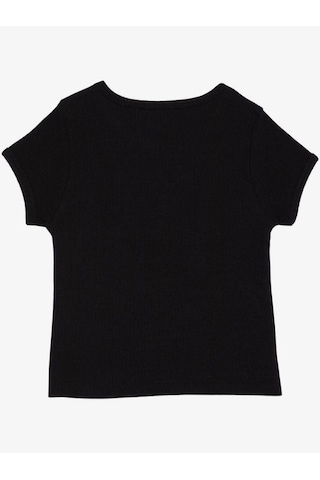 Breeze Kız Çocuk Pamuklu Love Yazılı T-shirt-14035 Siyah