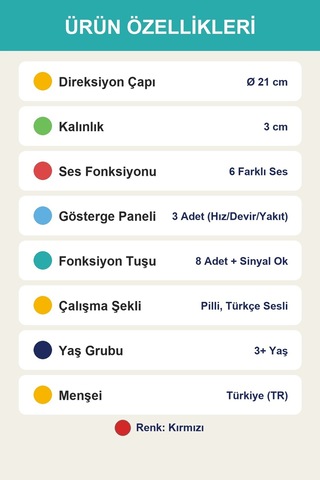 Turbosürücü Sesli Işıklı Direksiyon Oyuncağı Kırmızı