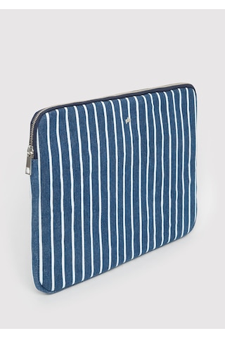 Mavi - Çizgili Denim Laptop Çantası 1913824-32177 Lacivert