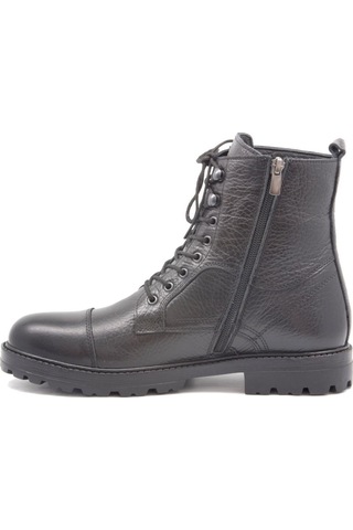 Pepita 4307 Bağcık Ve Fermuarlı Deri Erkek Postal Bot Siyah