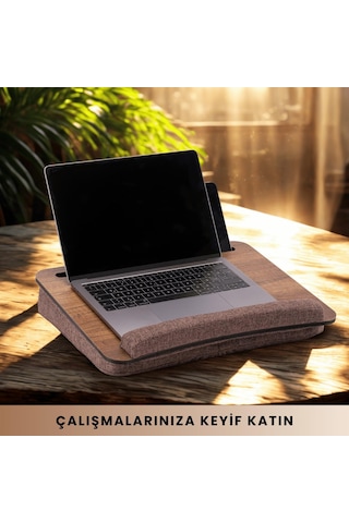 Lexroo Ls013 Minderli Laptop Sehpası Ceviz Çok Renkli
