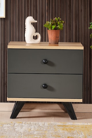 AE-2029 İnci 2 Çekmeceli Antrasit Komodin 49 cm