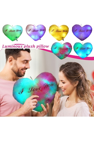 Yaratıcı Parıldayan Kalp Yastık Renkli Işıklı Led Aşk Kalp Şeklinde Peluş Atma Yastığı Sevgililer Günü Hediyesi İçin Düğün Dekoru Kız Arkadaş İçin Ev Kanepesi Diğer