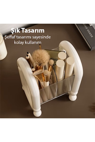 Ezere Şık Tasarım Kozmetik Eşya Makyaj Fırçası Düzenleme Kutusu Organizer Beyaz