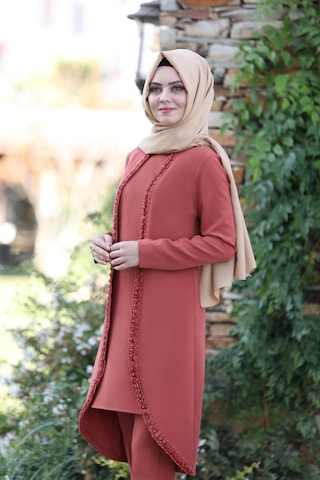 İbrahim Burak Etiler Collection Gül İşlemeli İkili Takım Mc1434 Kiremit