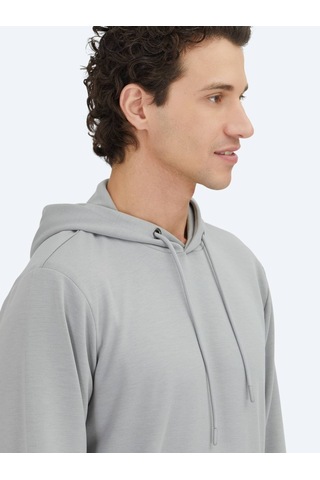 Kip Gri Kapüşonlu Sweatshırt