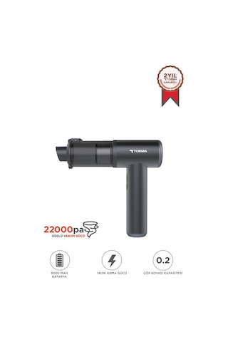 Torima LT102 22.000 PA Güçlü Emiş Usb-c Şarjlı Araç İçi El Süpürgesi (İthalatçı Garanti)