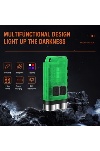Yunboo Küçük Anahtar Zinciri Feneri, 4 Renkli Işık Kaynağı, 5 Seviye Parlaklık, Ip65 Su Geçirmez, Type-c Şarjlı, 900lm, Mini Boyut, Taşınabilir İçin Dışlı Litiyum Pil Beyaz