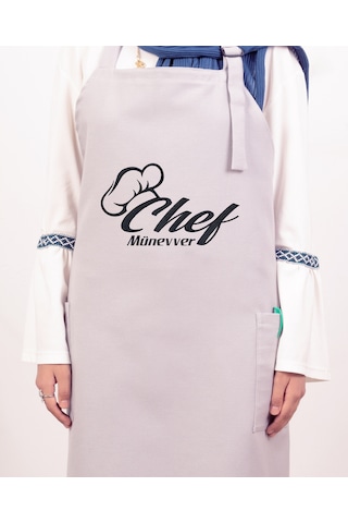 Mutfak Önlüğü Kişiye Ve İsme Özel Nakışlı Mutfak Önlüğü Şef 1 Farklı Renkler Gri