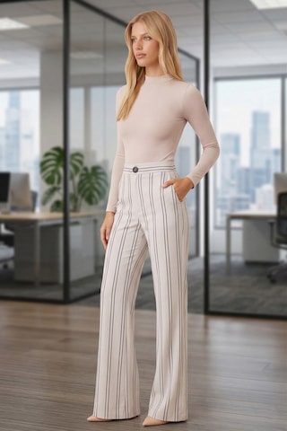 Armonika Kadın Krem Bol Paça Keten Pantolon Arm-26k001053