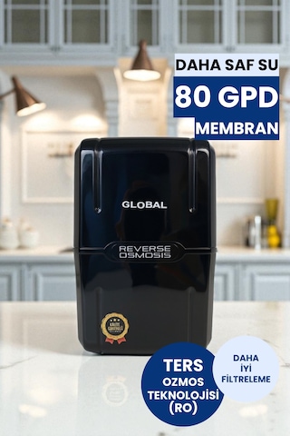 Su Arıtma Cihazı 8lt Kapalı Kasa 5 Filtreli Ro Sistem Ters Ozmoz Siyah Üreticiden Water Global Su Arıtma Cihazı