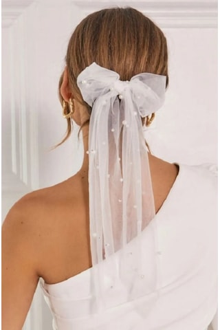 Kırık Beyaz Incili Ve Taraklı Gelin Aksesuarı Nikah Kebi