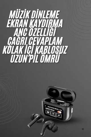 Kulak İçi Bluetooth Kulaklık Ekranlı Müzik Dinleme Çhassasiyet Cevaplama Siyah Yeni Nesil 1