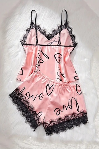 Merry See Love Kalp Baskılı Şortlu Pijama Takımı Pembe