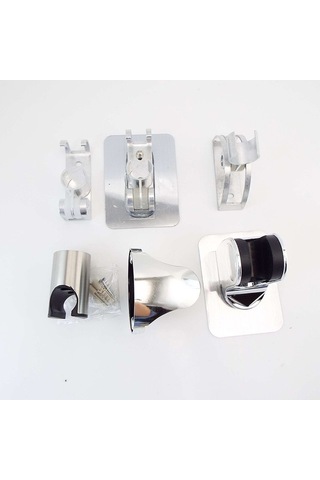 Primepickings G Asılı Kendinden Yapışkanlı Duvara Monte Braket Tutucu Ayarlanabilir Duş Başlığı Sabit Ta 2 Katlı Gri