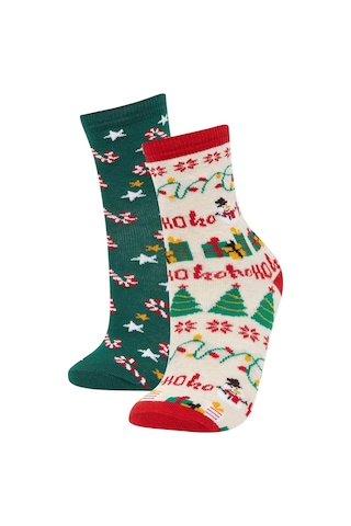 DeFacto Erkek Çocuk Yılbaşı Temalı 2'li Pamuklu Uzun Çorap E2769A8NSKR1