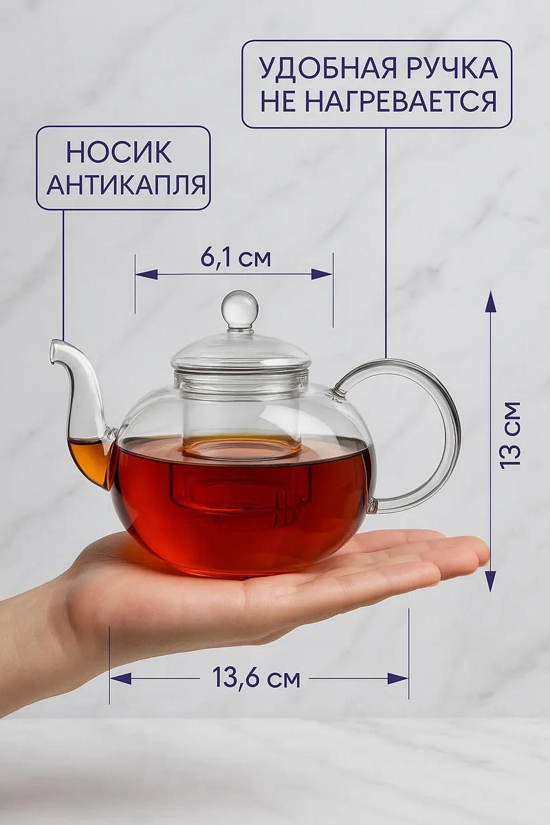 Cnglass 800 Ml Filtre Yakalı Cam Demlik 7285389 Beyaz