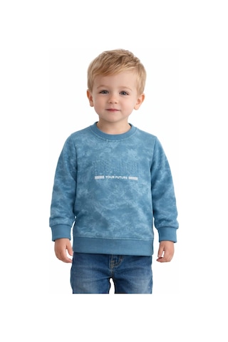 Baglan Erkek Çocuk Önü Baskılı Sweatshirt Bgl-st05244 Mavi