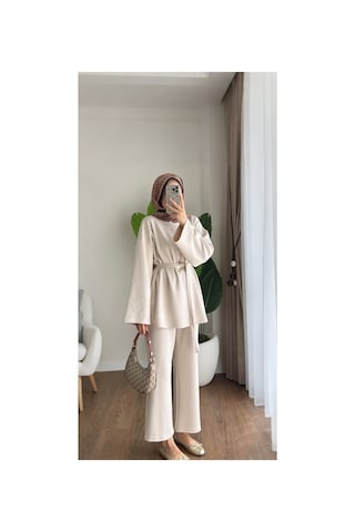 Unika Boutique Kadın Alt Üst İkili Tesettür Takım Krem