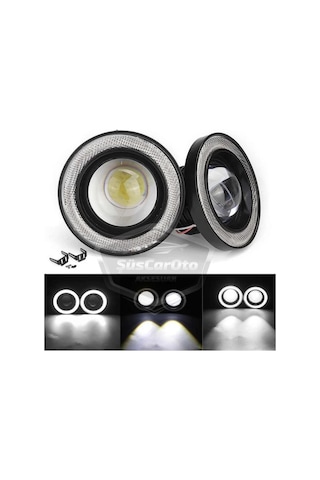 Mitsubishi Lancer 2007-2014 Uyumlu Üniversal Mercekli Angel Sis Farı Metal Su Geçirmez 76 Mm Halkalı Gündüz Farı Sis Farı 58099833