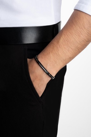 So Chic Siyah Taşlı 21 Cm Çelik Erkek Bileklik 00604757