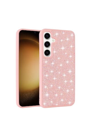 Zore Samsung Galaxy Uyumlu S25 Plus Kılıf Parlak Taşlı Tasarım Omsy Pırlanta Kapak - Pembe