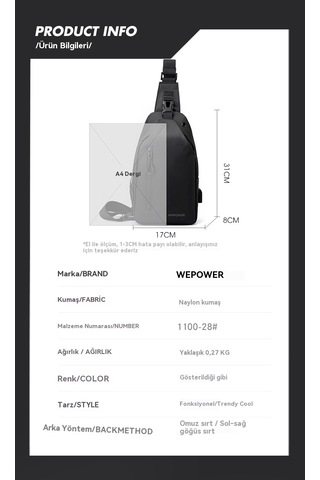 Erkek Büyük Kapasiteli Günlük Çapraz Çanta Ordu Yeşili