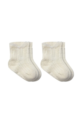 Erturkstore Fiyonklu Penye Soket Çorap 2li 10150 Naturel Çok Renkli