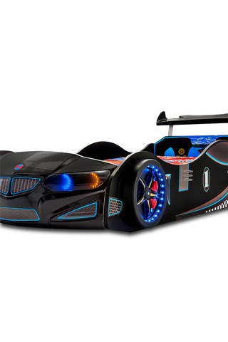 Gt1 - Bazalı Arabalı Yatak - Kumandalı, Sesli, Siyah Tek Kişilik