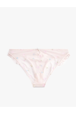 Koton Fırfırlı Çiçek Nakışlı Tül Brief Külot Pembe Desenli 6slk30145mk