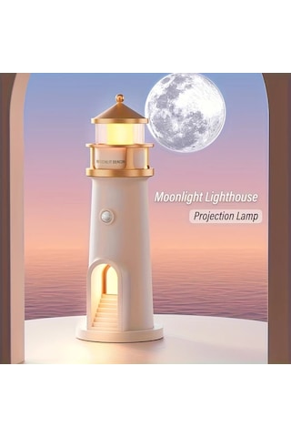 Willowhaven 1pc Moonlight Deniz Feneri Projeksiyon Lambası Gece Işığı Hareket Sensörlü Yatak Başı Lambası