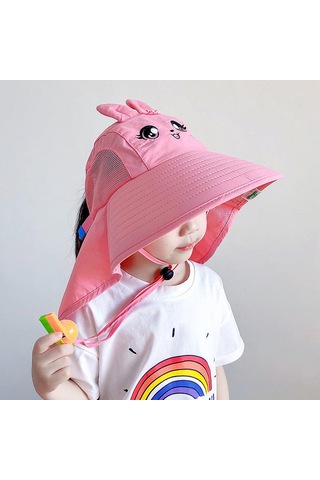 Dachuang Açık Çocuklar Güneş Şapkası Nefes Alabilen Güneş Koruma Şapkası İle Boyun Flep Sunhat Çocuklar Balıkçılık Safari Şapka Rabbit