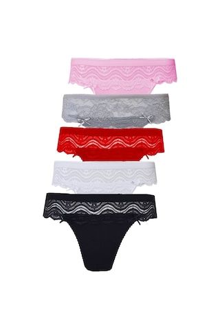 5Li Kadın Dantelli Bikini Külot Pamuklu Arkası Düz Kaliteli Fnd