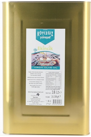 Köyceğiz Yöresel Ekincik Naturel Birinci Zeytinyağı Teneke 18 L