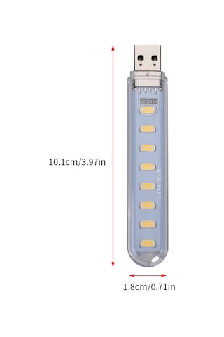 Taşınabilir Mini USB 8 LED Beyaz Lamba 5730 SMD Kamp Stick Led