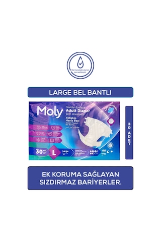 Moly Bel Bantlı Hasta Bezi 7 Damla L 4 x 30'lu