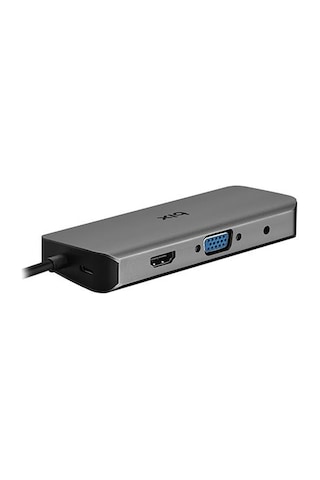 Bix BX11HB Type-C to HDMI VGA Ethernet 3.5mm Aux Jack USB 3.0 PD Kart Okuyucu Dönüştürücü Adaptör Hub