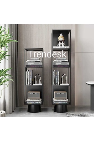 Metal Siyah 3 Katlı Köşe Kitaplık 90-28-28 Cm 1022-cn