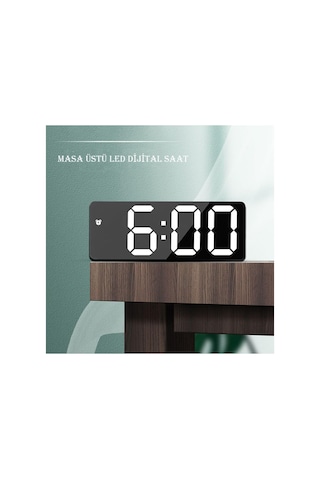 Masa Saati Derece Alarm Takvim Pil Dahil Değildir +şarjlı Led Işıklı Dijital Siyah Çok Renkli
